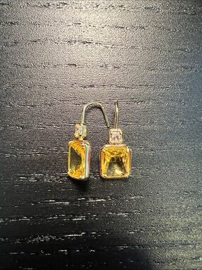 Gold-Tone Yellow Crystal Drop Earrings - Women Jewelry
